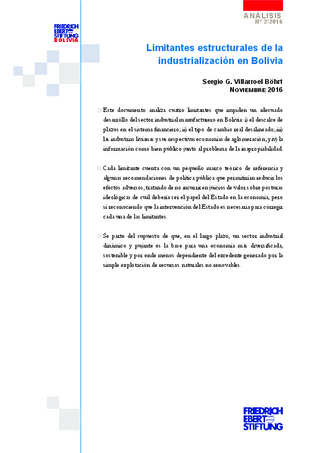 Limitantes estructurales de la industrialización en Bolivia